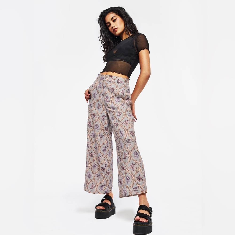 Blossom Floral Tile Printed Culottes Sz 14 – Statement Wide-Leg Print